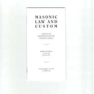 GL-139 Masonic Law and Custom