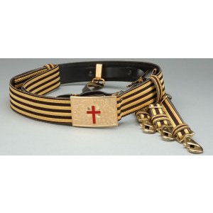 Knight Templar Belt Gold/Black with Straps KT-126GB